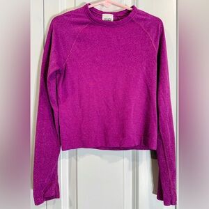 Athleta Girl Purple Glitter Lightweight Yoga Running Long Sleeve T-Shirt XS 6
